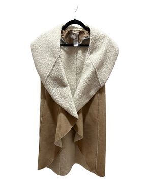 Dolan Left Coast Tan Faux Suede Sherpa Lined Open Front Vest Sz S